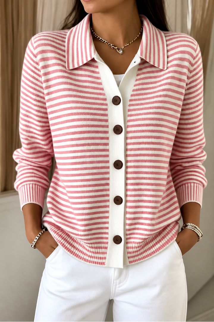 Hudson & Parker - Striped Open-Front Knit Cardigan