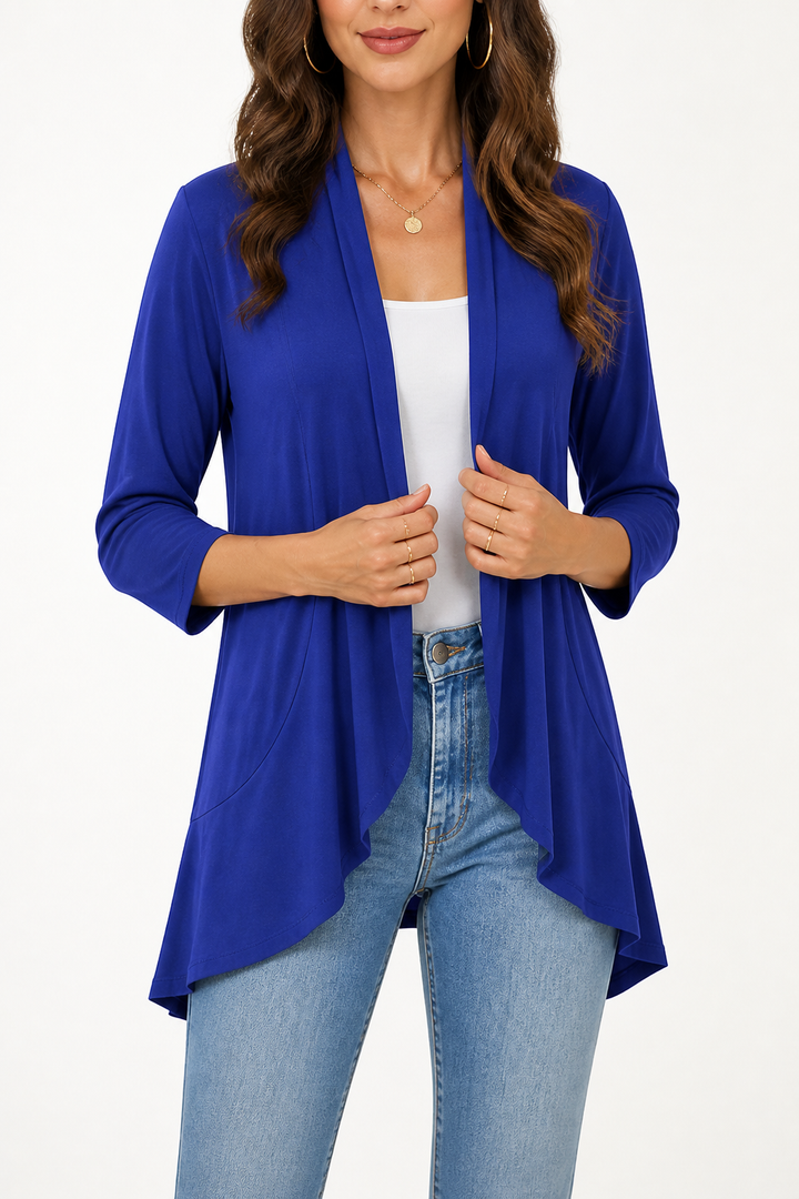 Hudson & Parker - 3/4 Sleeve Open Front Waterfall Cardigan