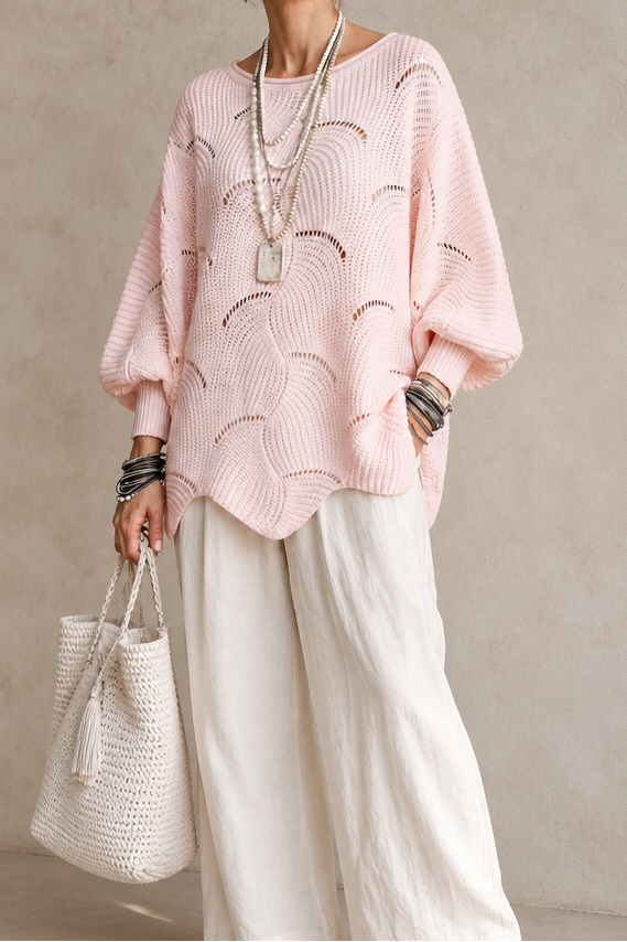 Hudson & Parker - Hollow Wave Batwing Sleeve Sweater
