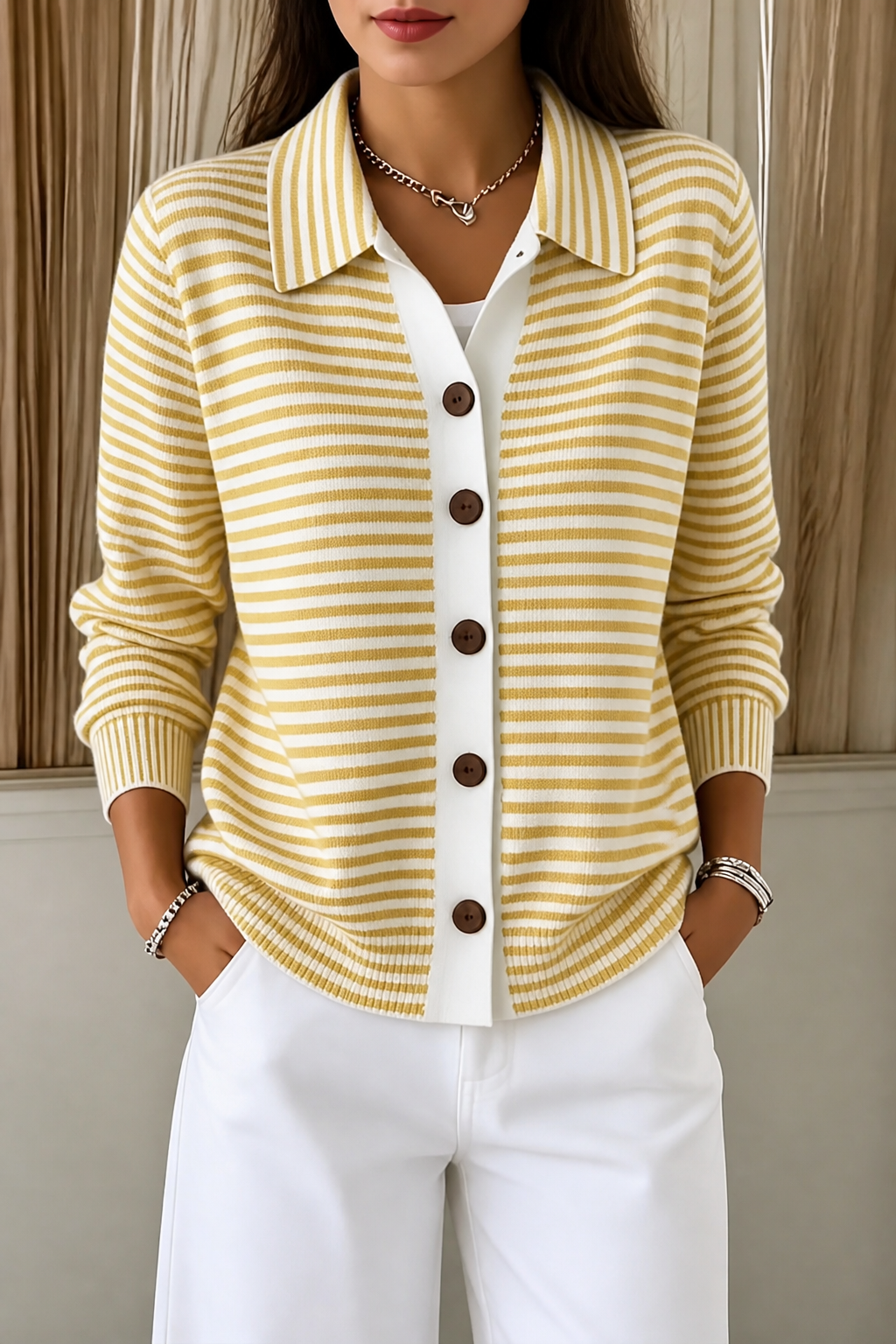 Hudson & Parker - Striped Open-Front Knit Cardigan