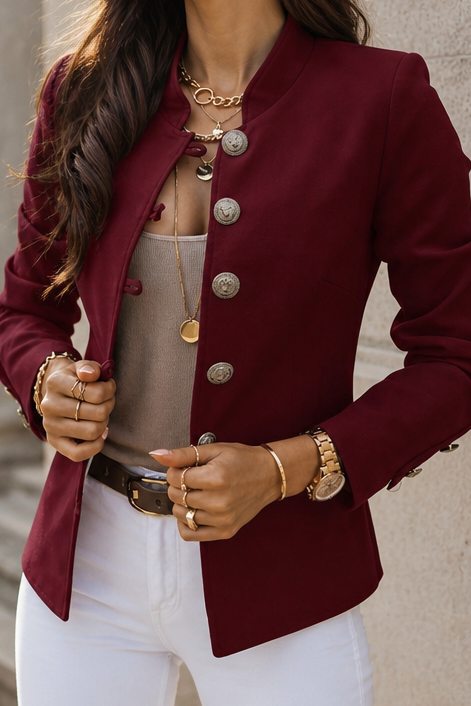 Hudson & Parker - Gold Button Tailored Military Blazer