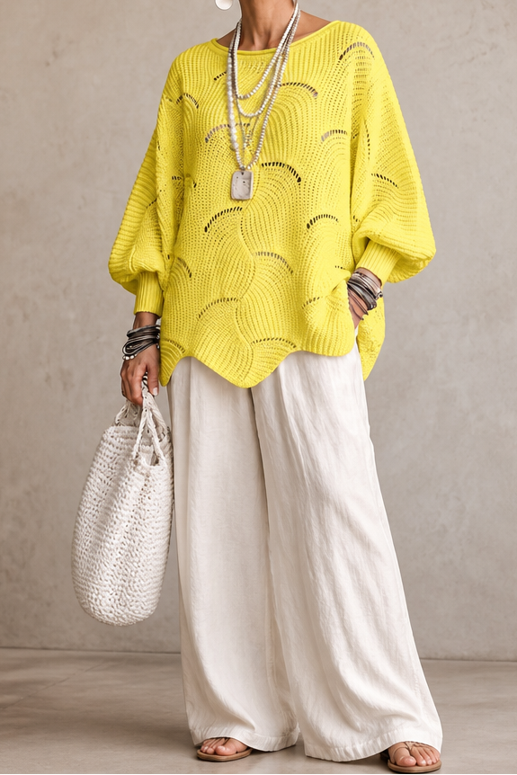 Hudson & Parker - Hollow Wave Batwing Sleeve Sweater