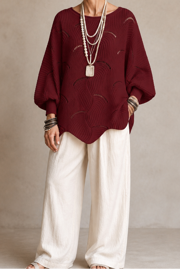 Hudson & Parker - Hollow Wave Batwing Sleeve Sweater