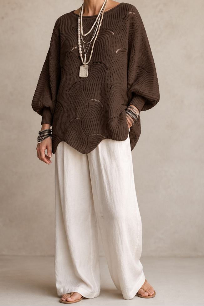 Hudson & Parker - Hollow Wave Batwing Sleeve Sweater
