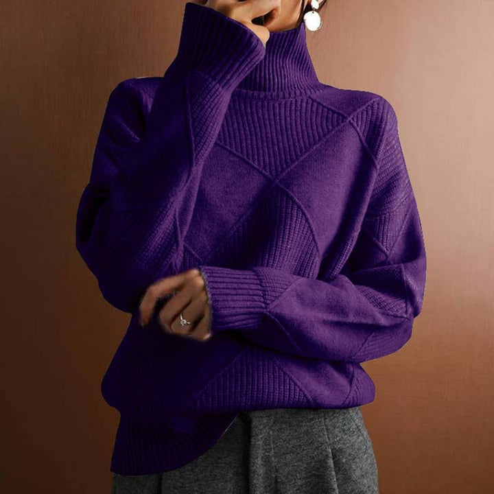 Olivia | Women's Argyle Knit Relaxed Turtleneck Sweater