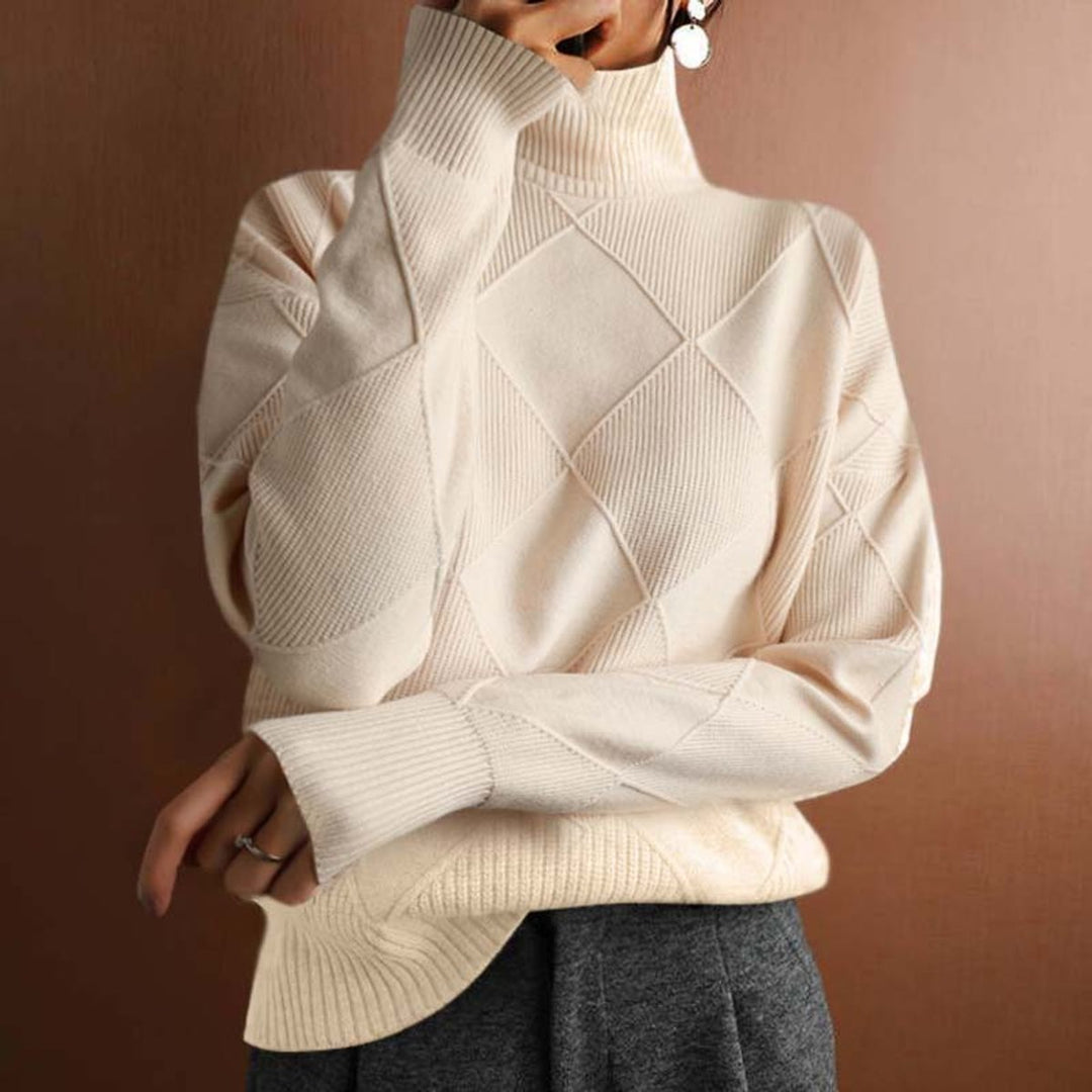 Olivia | Women's Argyle Knit Relaxed Turtleneck Sweater
