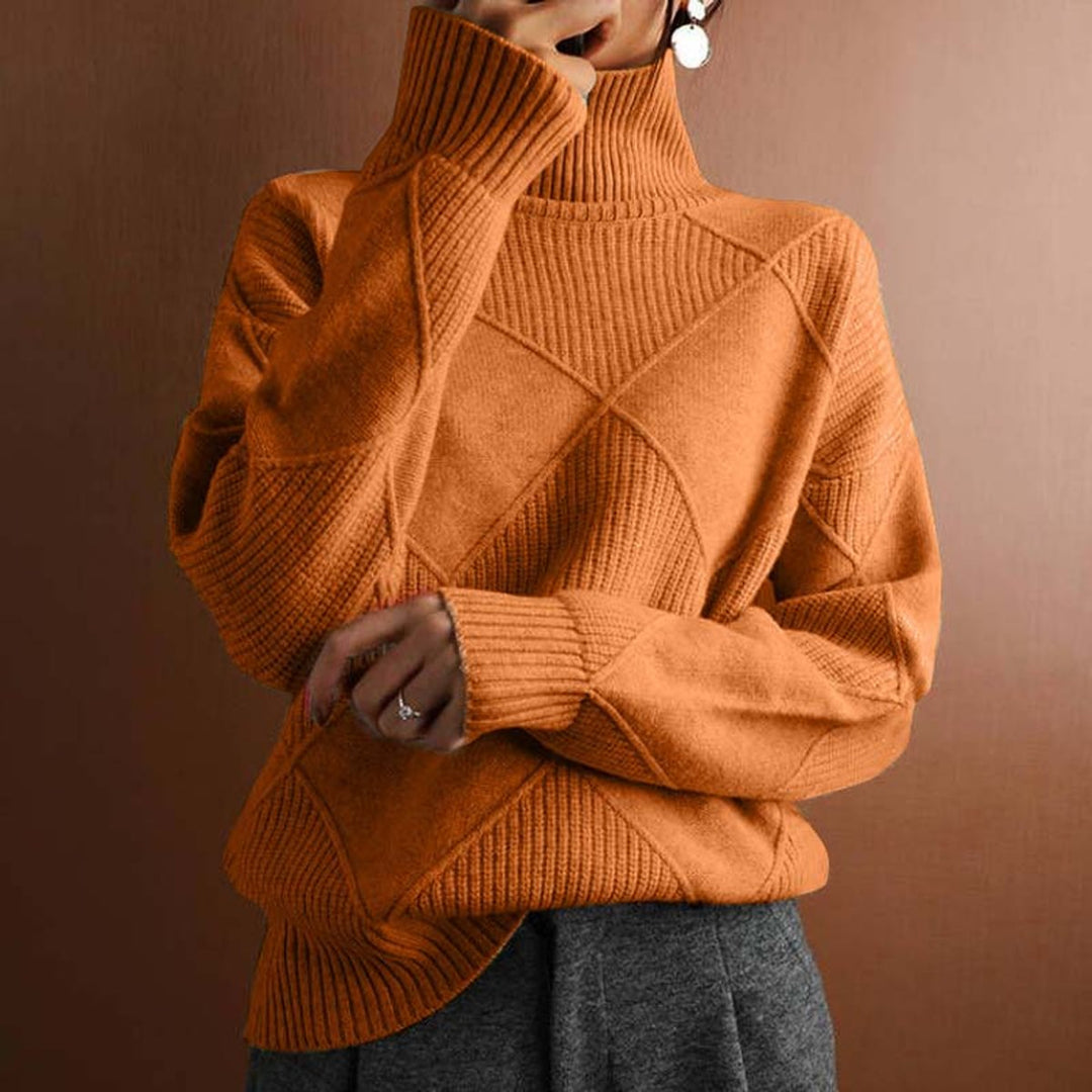 Olivia | Women's Argyle Knit Relaxed Turtleneck Sweater