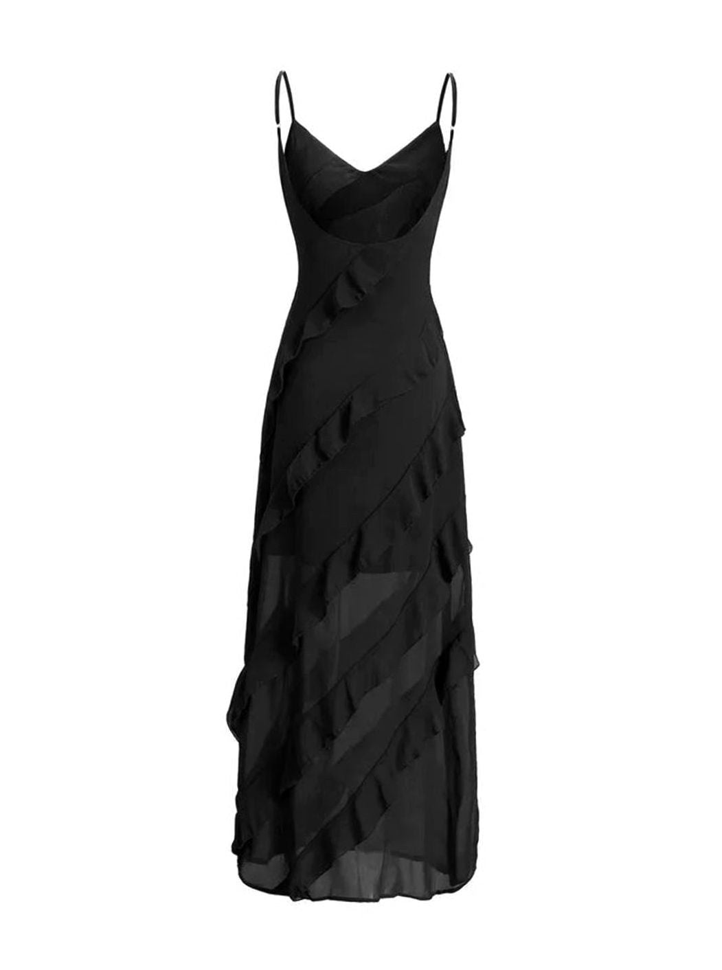 Riley | Women's Asymmetric Ruffle Spaghetti-Strap Maxi Dress