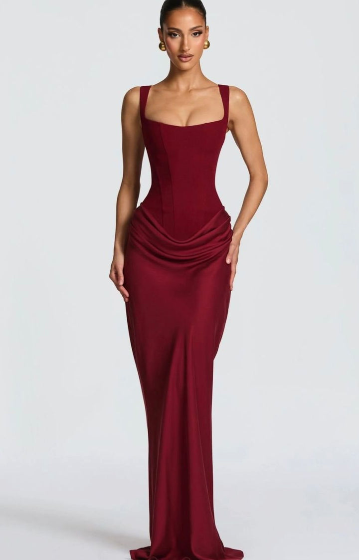 Riley | Women's Backless Bodycon Square-Neck Maxi Dress