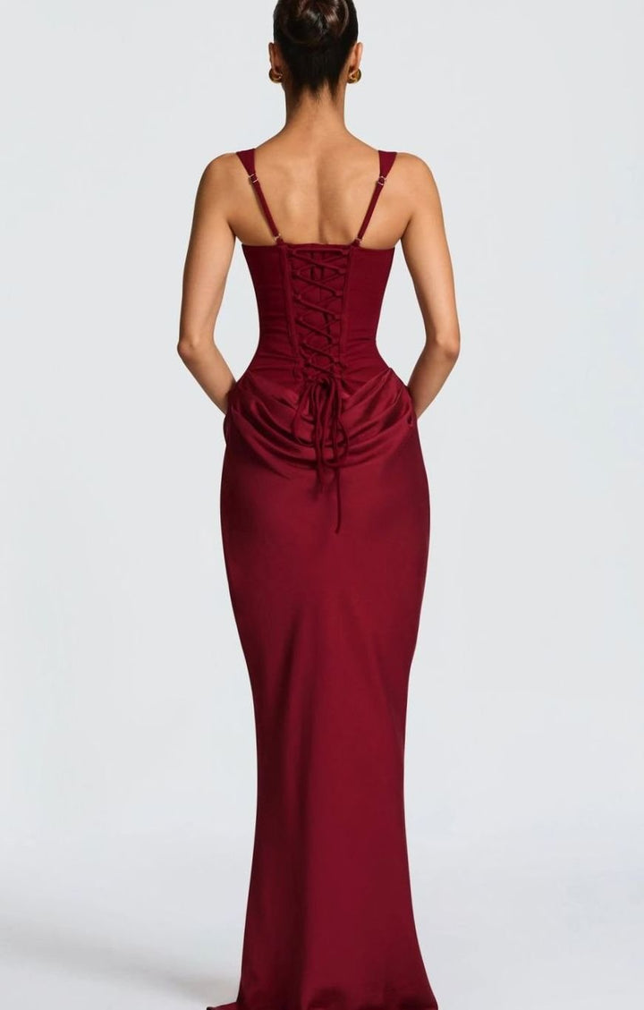 Riley | Women's Backless Bodycon Square-Neck Maxi Dress