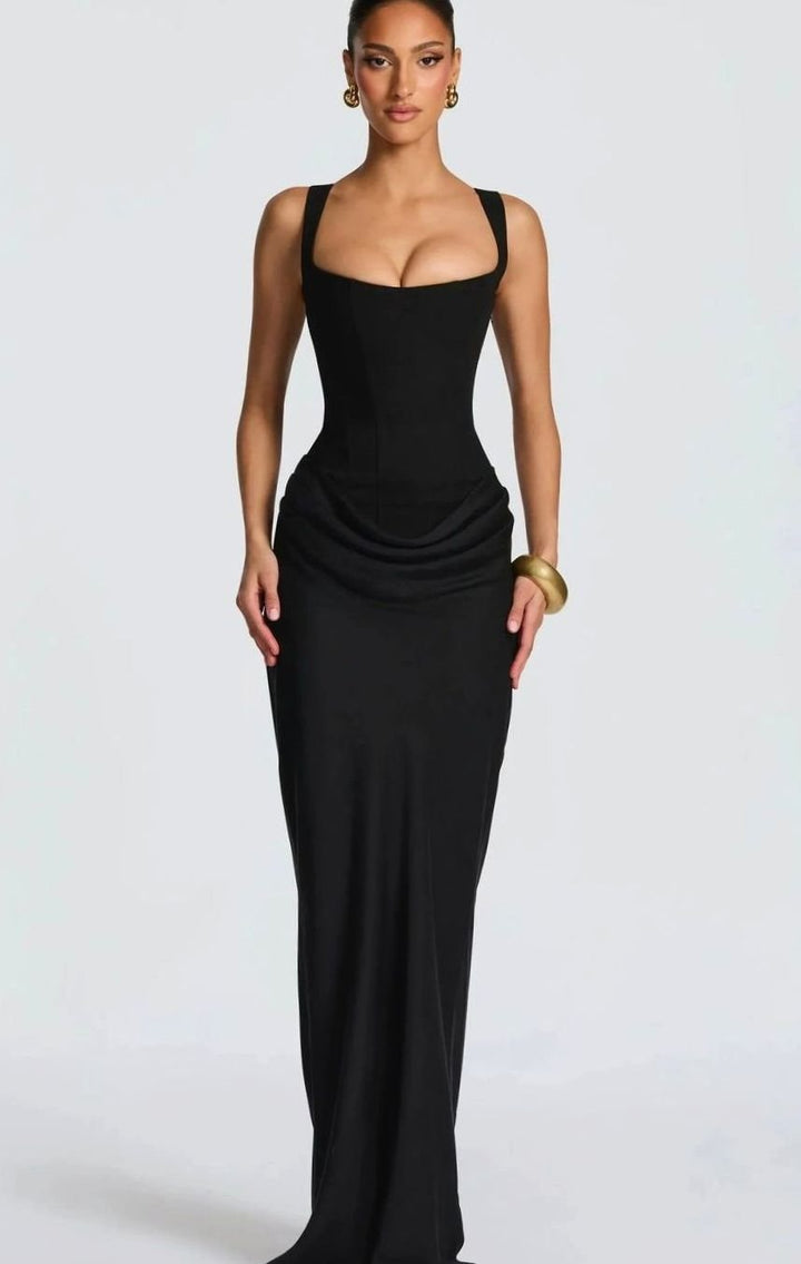 Riley | Women's Backless Bodycon Square-Neck Maxi Dress