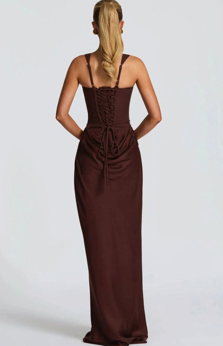 Riley | Women's Backless Bodycon Square-Neck Maxi Dress