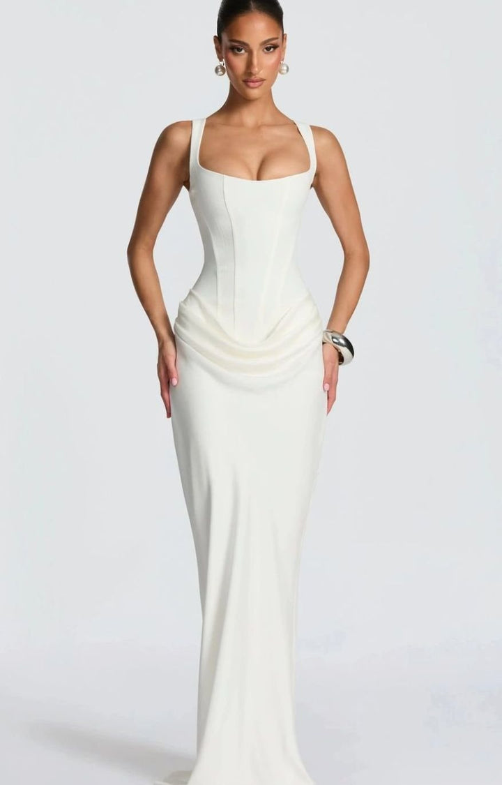 Riley | Women's Backless Bodycon Square-Neck Maxi Dress