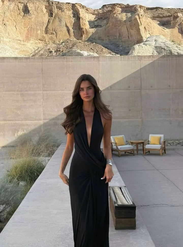 Luna | Women's Backless Halter-Neck Maxi Dress