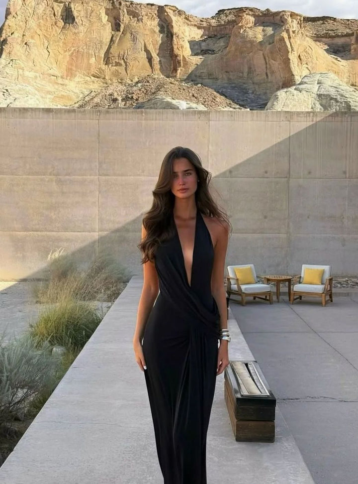 Luna | Women's Backless Halter-Neck Maxi Dress