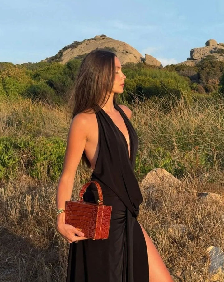 Luna | Women's Backless Halter-Neck Maxi Dress