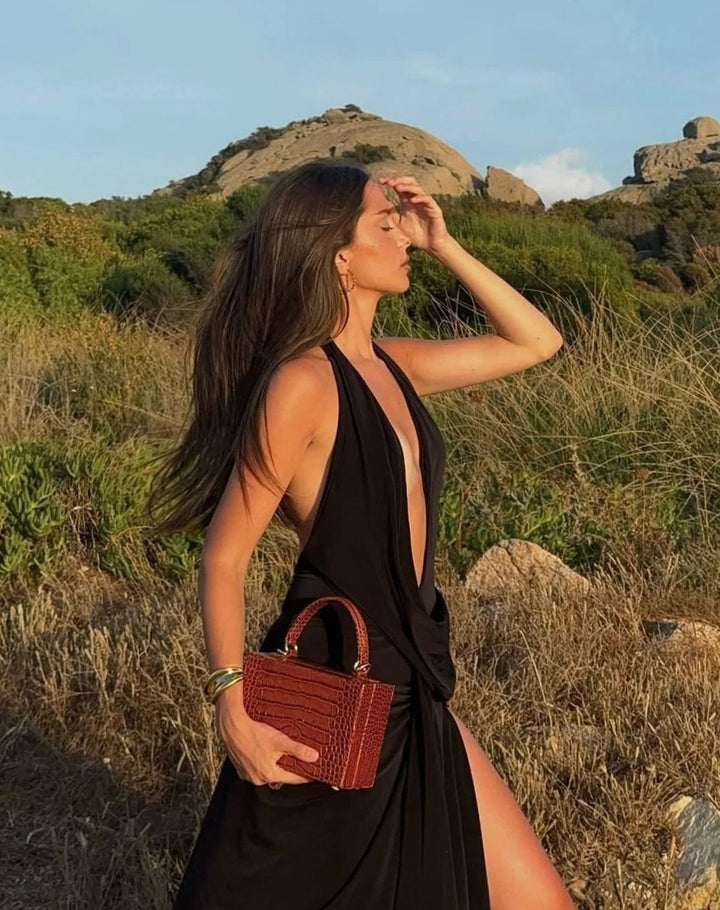 Luna | Women's Backless Halter-Neck Maxi Dress