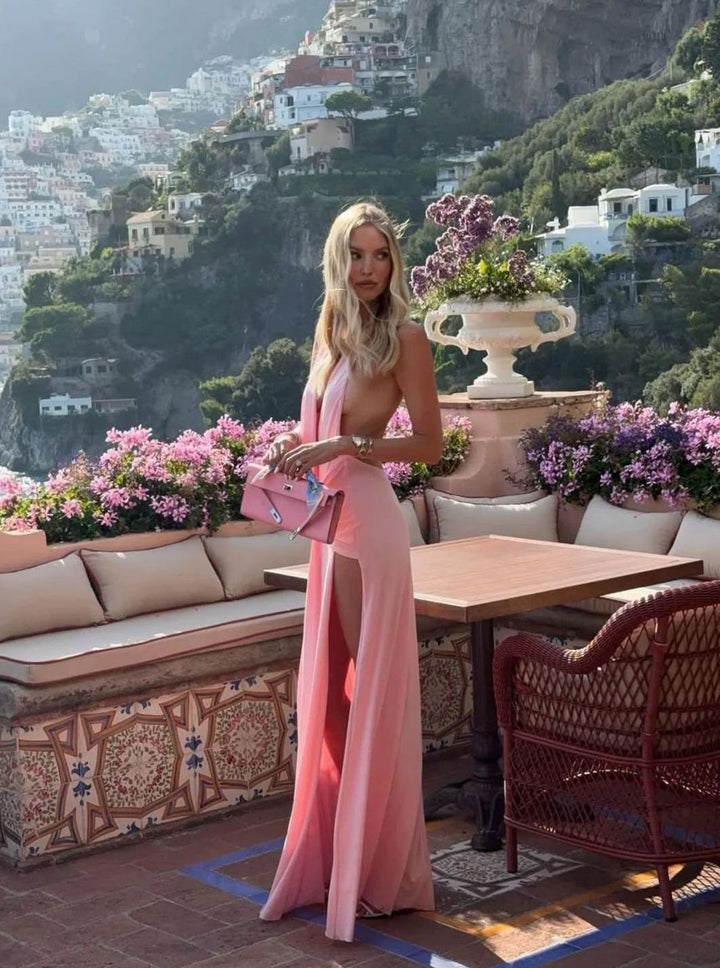 Luna | Women's Backless Halter-Neck Maxi Dress