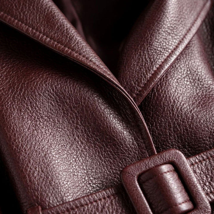 Hannah | Women's Belted Sheepskin Leather Coat Tailored Blazer Jacket