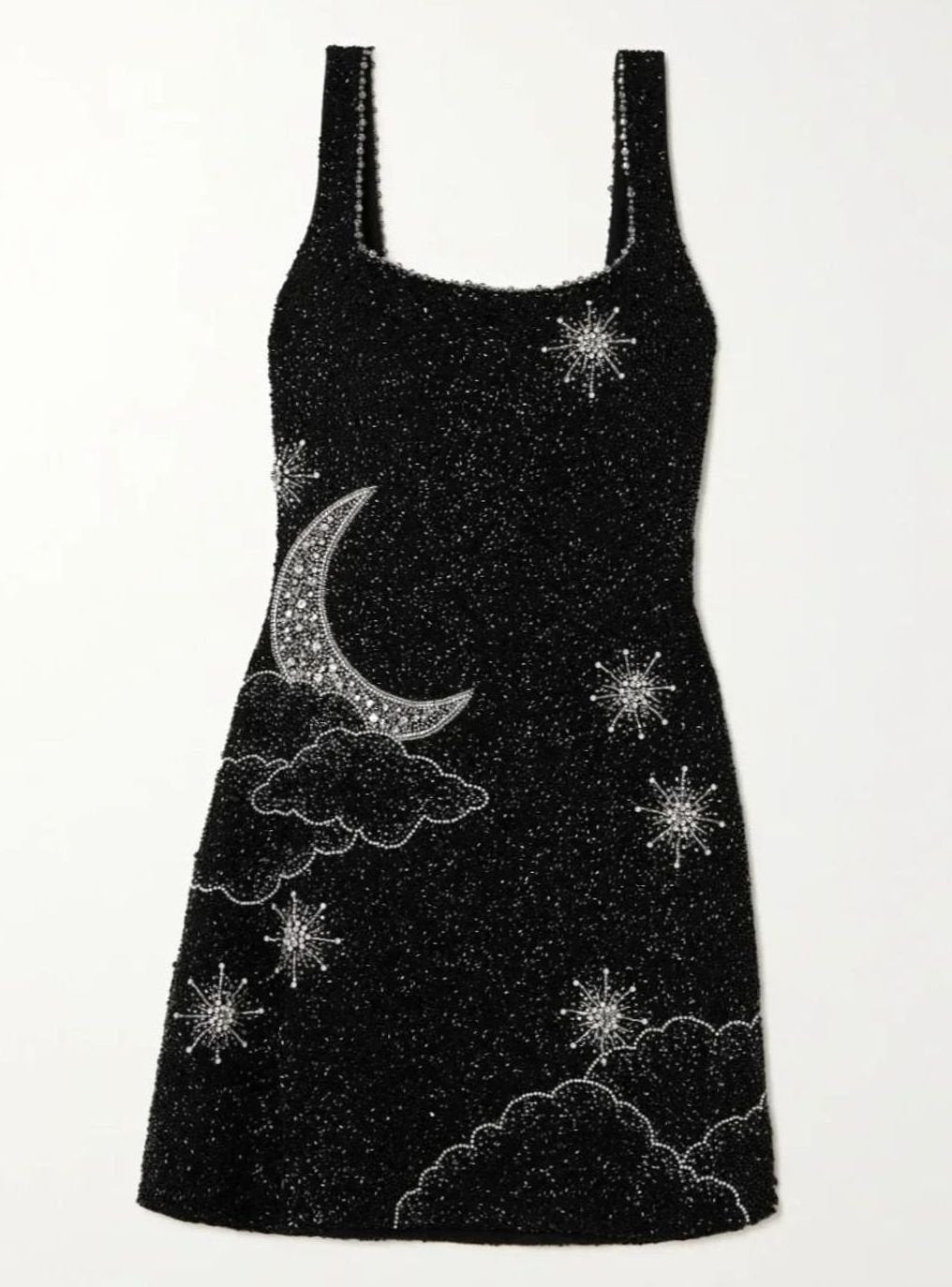 Penelope | Women's Black Glitter Bodycon Sequin Dress Wide-Strap Mini