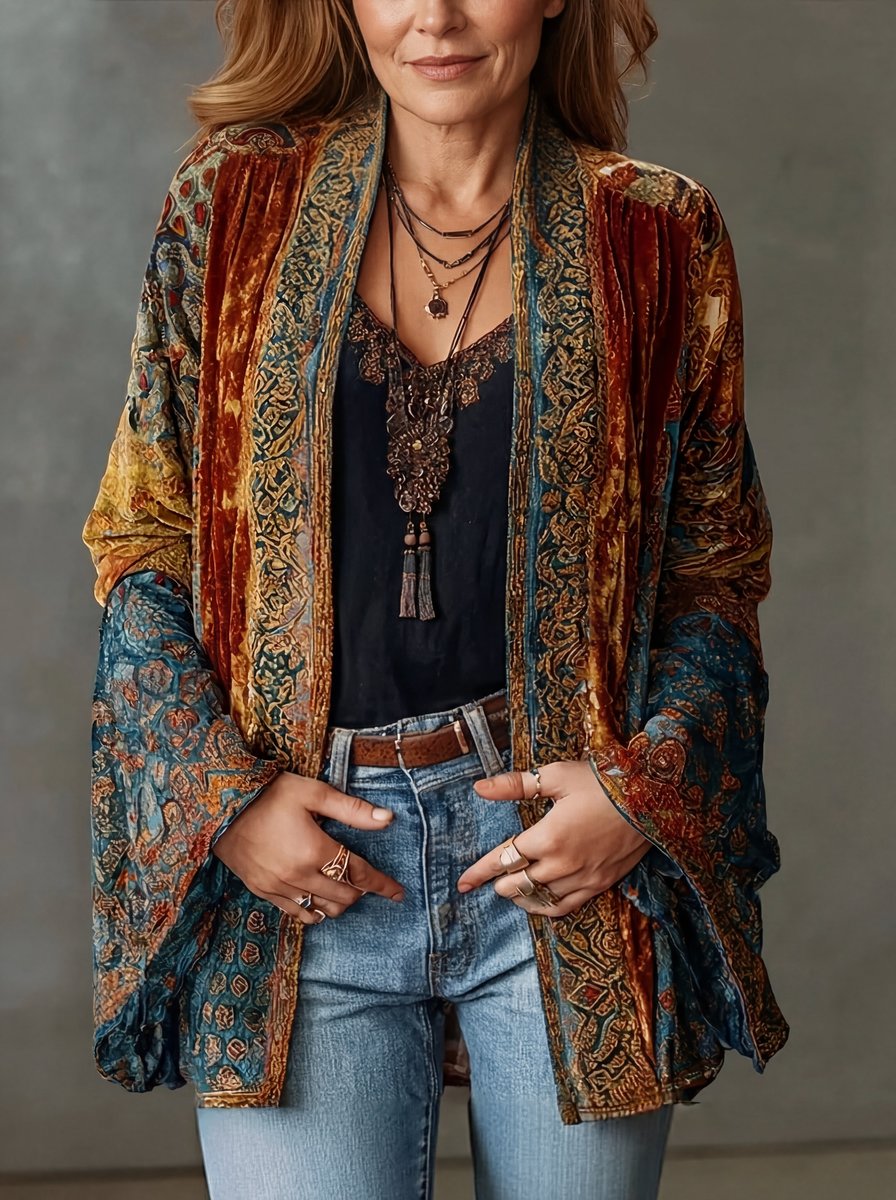 Harper | Women's Boho Vintage Loose-Fit Kimono Quilted Jacket