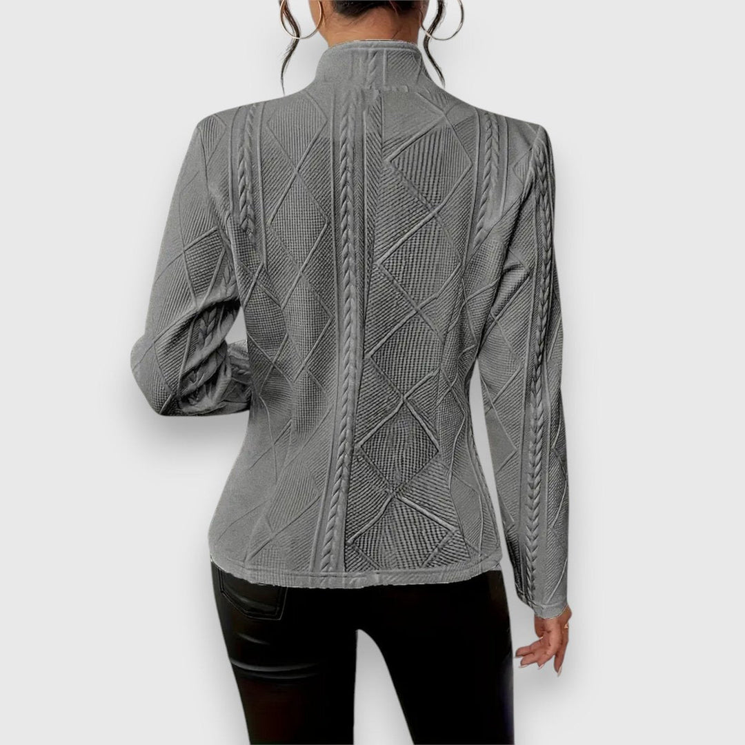 Hazel | Women's Cable-Knit Textured Mock-Neck Long-Sleeve Sweater Top