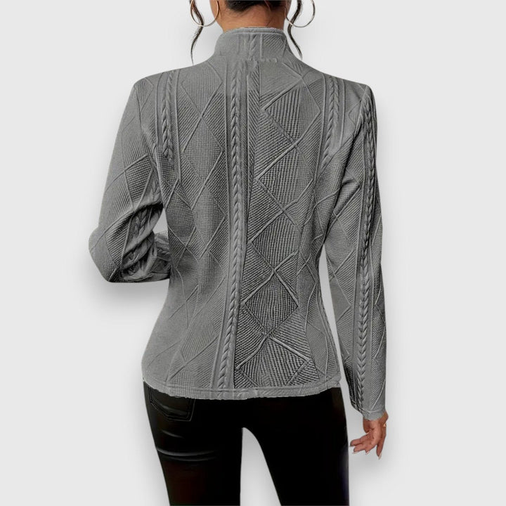 Hazel | Women's Cable-Knit Textured Mock-Neck Long-Sleeve Sweater Top