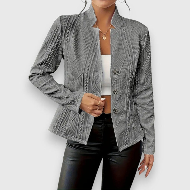 Hazel | Women's Cable-Knit Textured Mock-Neck Long-Sleeve Sweater Top