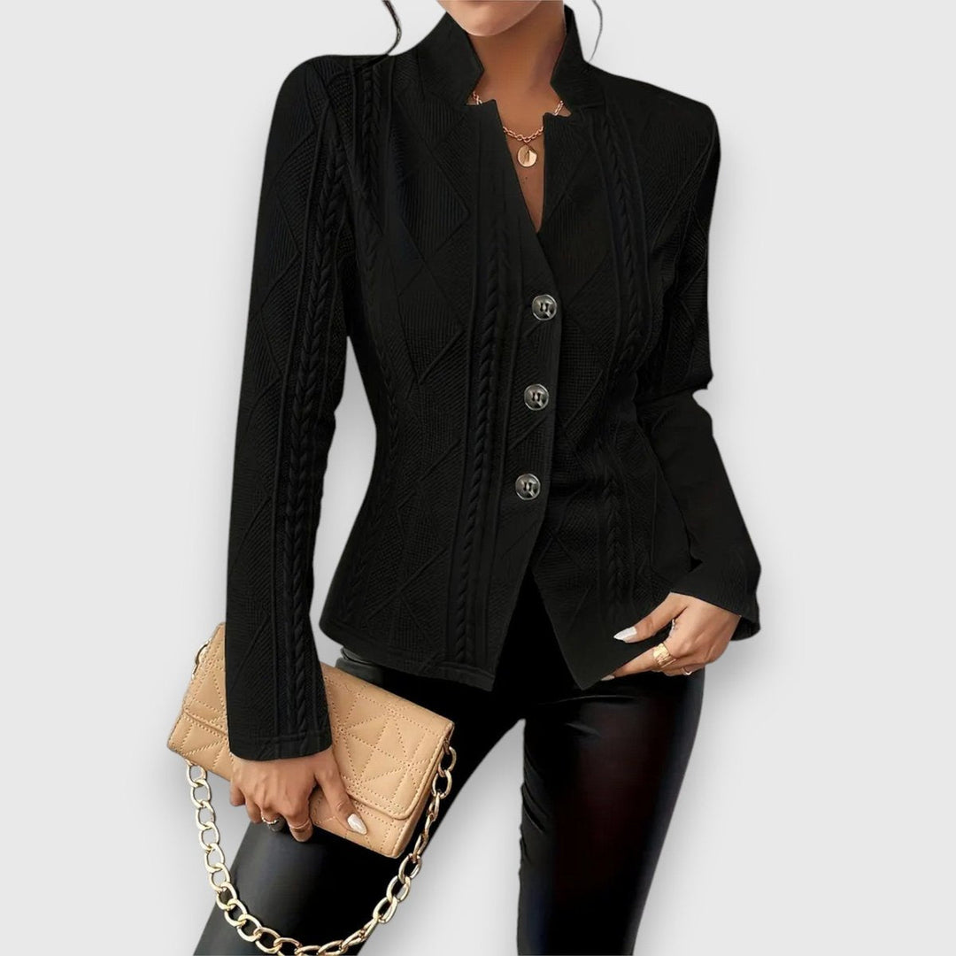 Hazel | Women's Cable-Knit Textured Mock-Neck Long-Sleeve Sweater Top