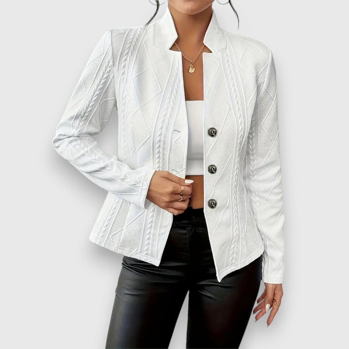 Hazel | Women's Cable-Knit Textured Mock-Neck Long-Sleeve Sweater Top