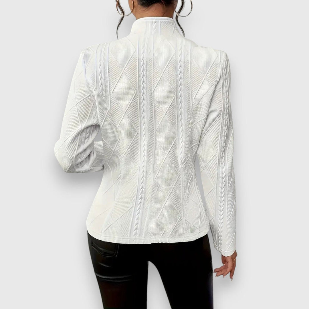Hazel | Women's Cable-Knit Textured Mock-Neck Long-Sleeve Sweater Top
