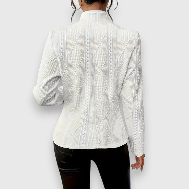 Hazel | Women's Cable-Knit Textured Mock-Neck Long-Sleeve Sweater Top