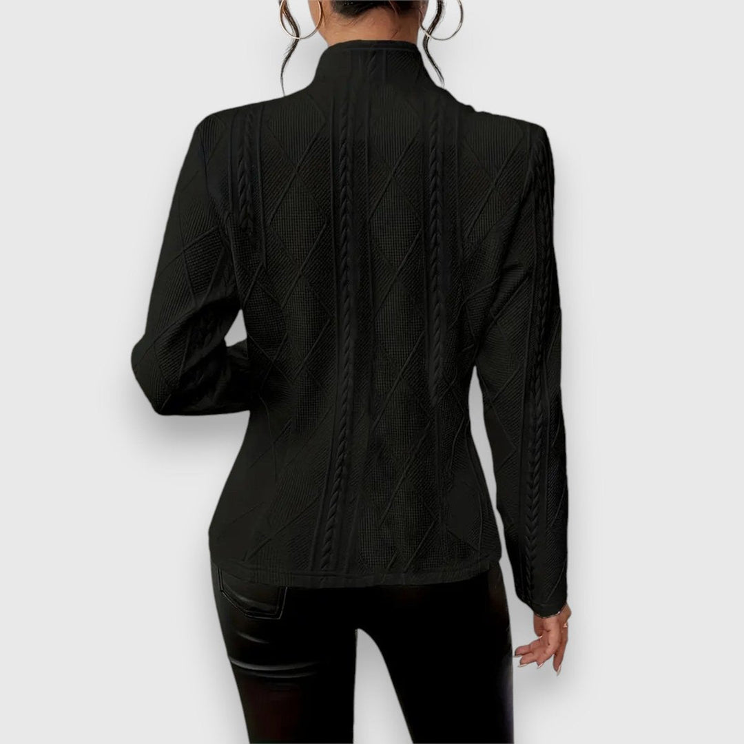 Hazel | Women's Cable-Knit Textured Mock-Neck Long-Sleeve Sweater Top