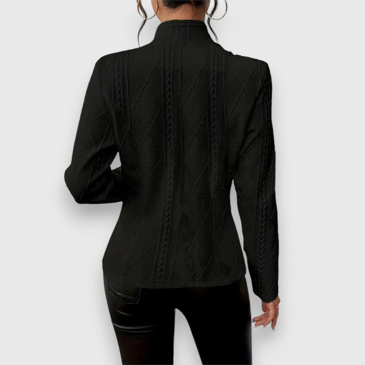 Hazel | Women's Cable-Knit Textured Mock-Neck Long-Sleeve Sweater Top