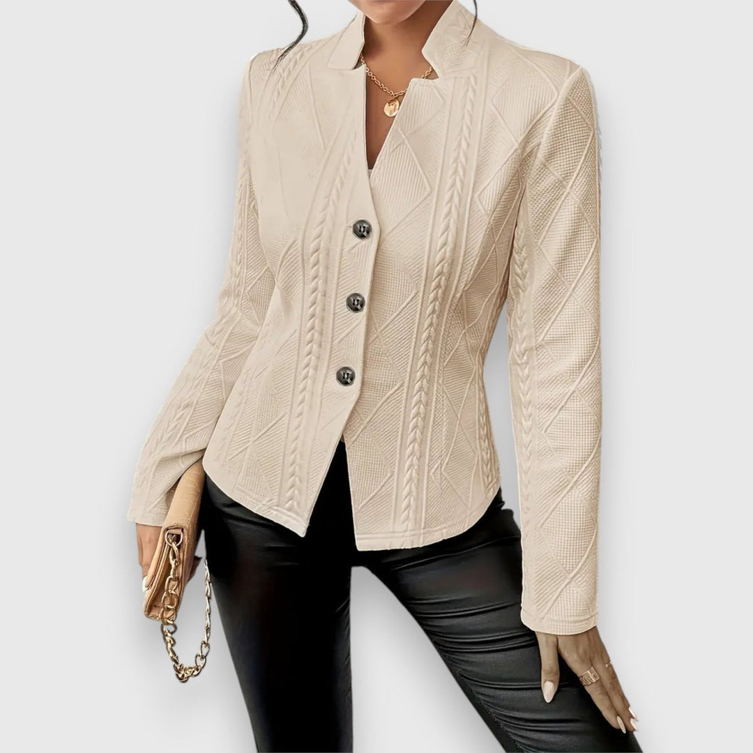Hazel | Women's Cable-Knit Textured Mock-Neck Long-Sleeve Sweater Top