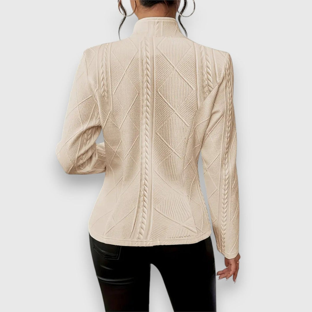Hazel | Women's Cable-Knit Textured Mock-Neck Long-Sleeve Sweater Top