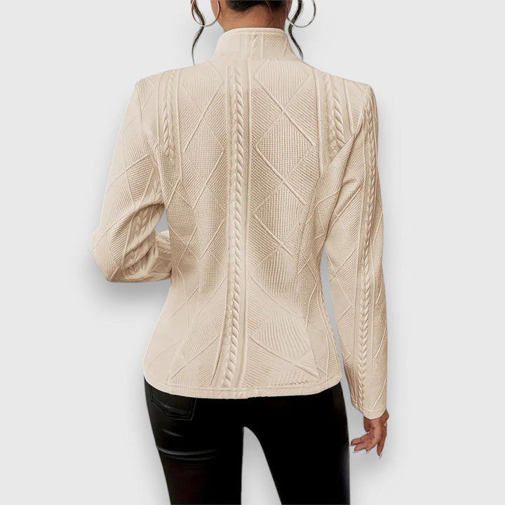 Hazel | Women's Cable-Knit Textured Mock-Neck Long-Sleeve Sweater Top
