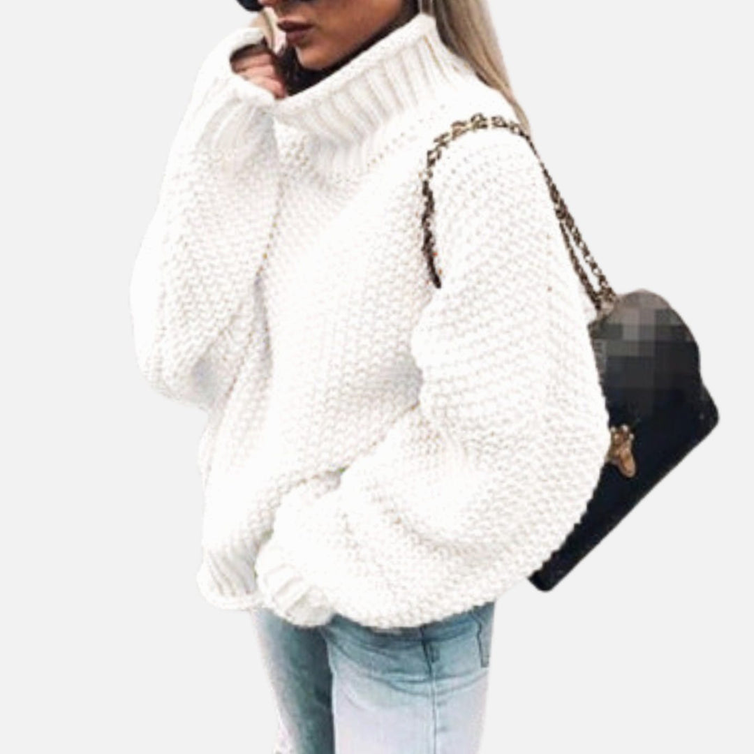 Emma | Women's Cardigan Oversized Chunky Knit Turtleneck Sweater