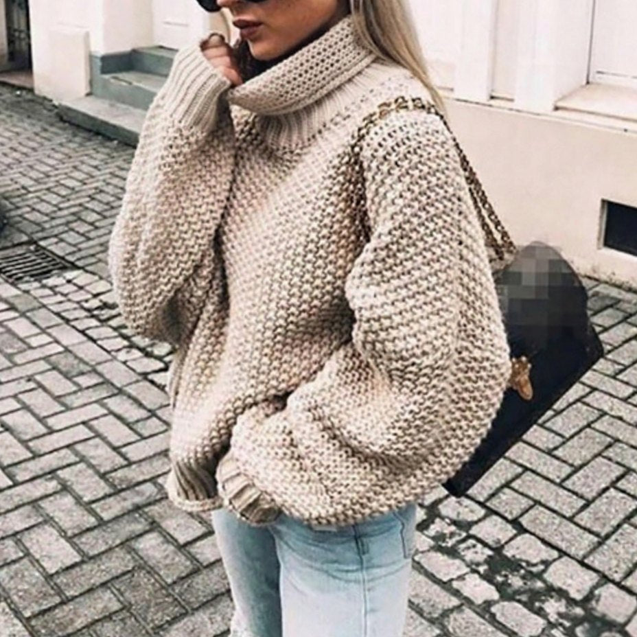 Riley | Women's Cardigan Oversized Chunky Knit Turtleneck Sweater