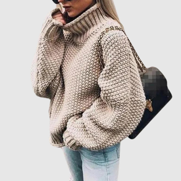 Emma | Women's Cardigan Oversized Chunky Knit Turtleneck Sweater