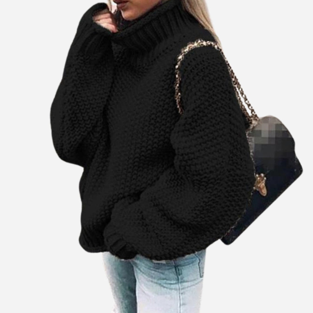 Emma | Women's Cardigan Oversized Chunky Knit Turtleneck Sweater