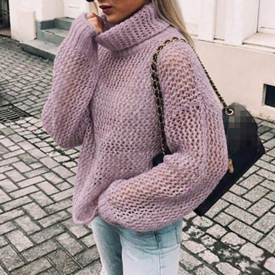 Riley | Women's Cardigan Oversized Chunky Knit Turtleneck Sweater