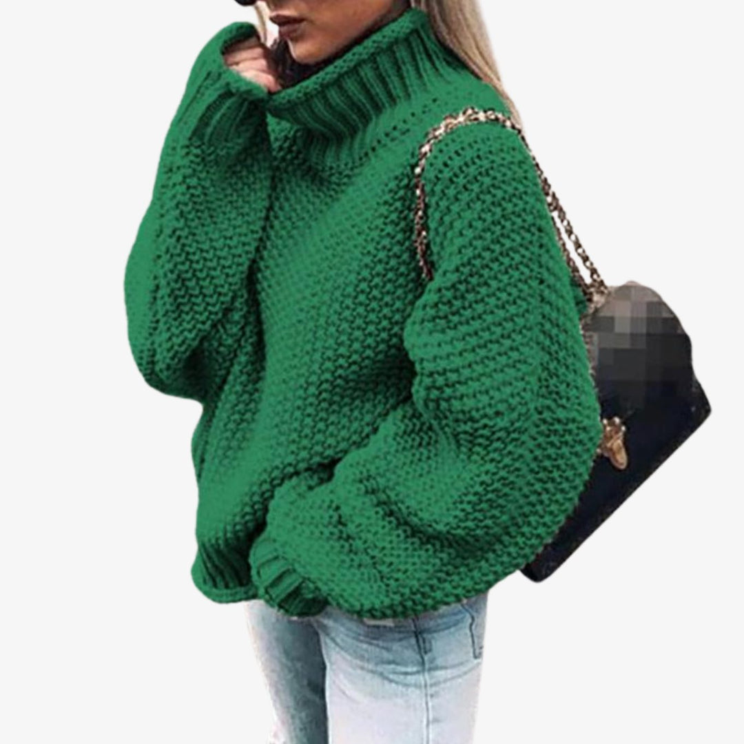 Emma | Women's Cardigan Oversized Chunky Knit Turtleneck Sweater