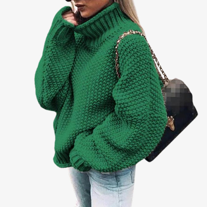 Emma | Women's Cardigan Oversized Chunky Knit Turtleneck Sweater