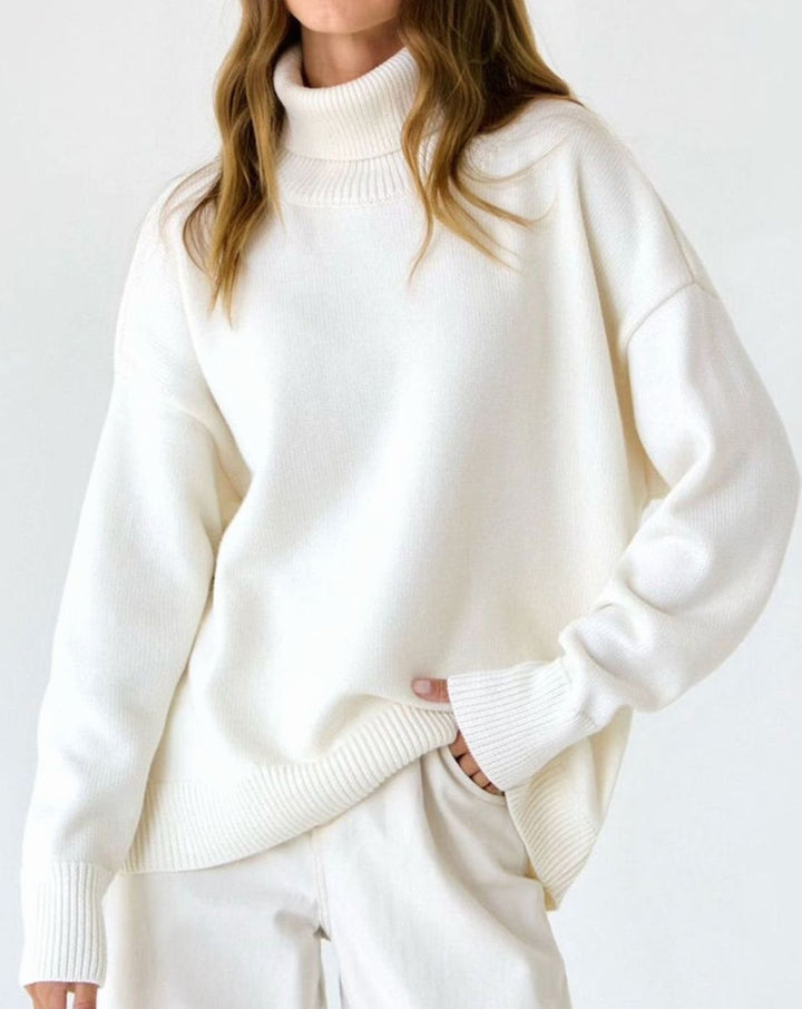 Ava | Women's Cardigan Oversized Turtleneck Ribbed Knit Pullover Sweater