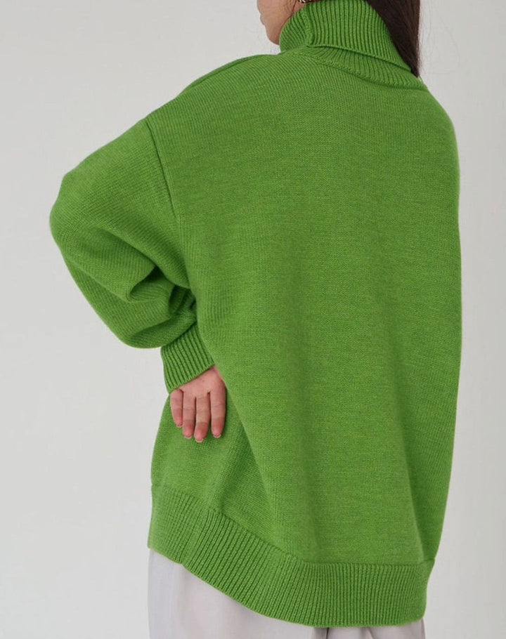 Ava | Women's Cardigan Oversized Turtleneck Ribbed Knit Pullover Sweater