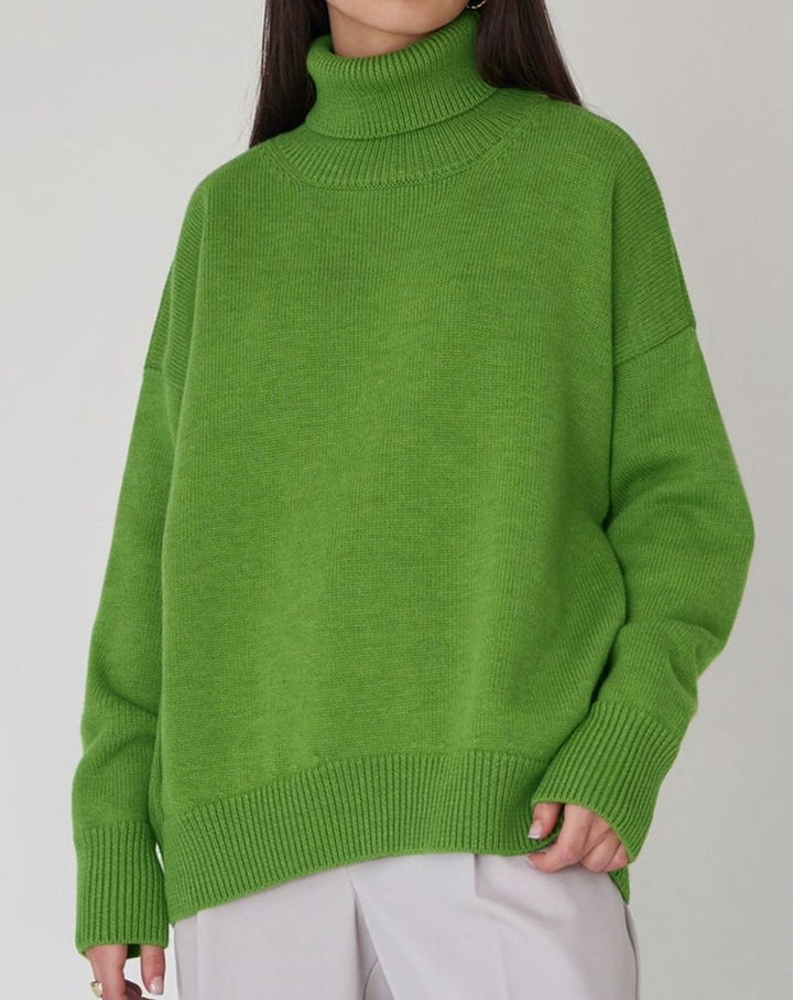 Ava | Women's Cardigan Oversized Turtleneck Ribbed Knit Pullover Sweater