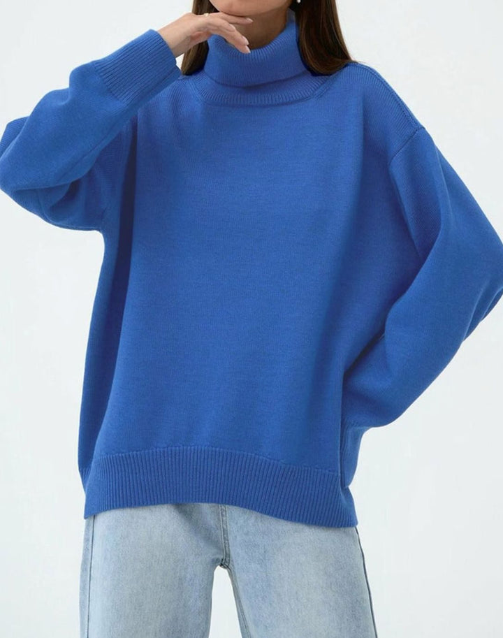 Ava | Women's Cardigan Oversized Turtleneck Ribbed Knit Pullover Sweater