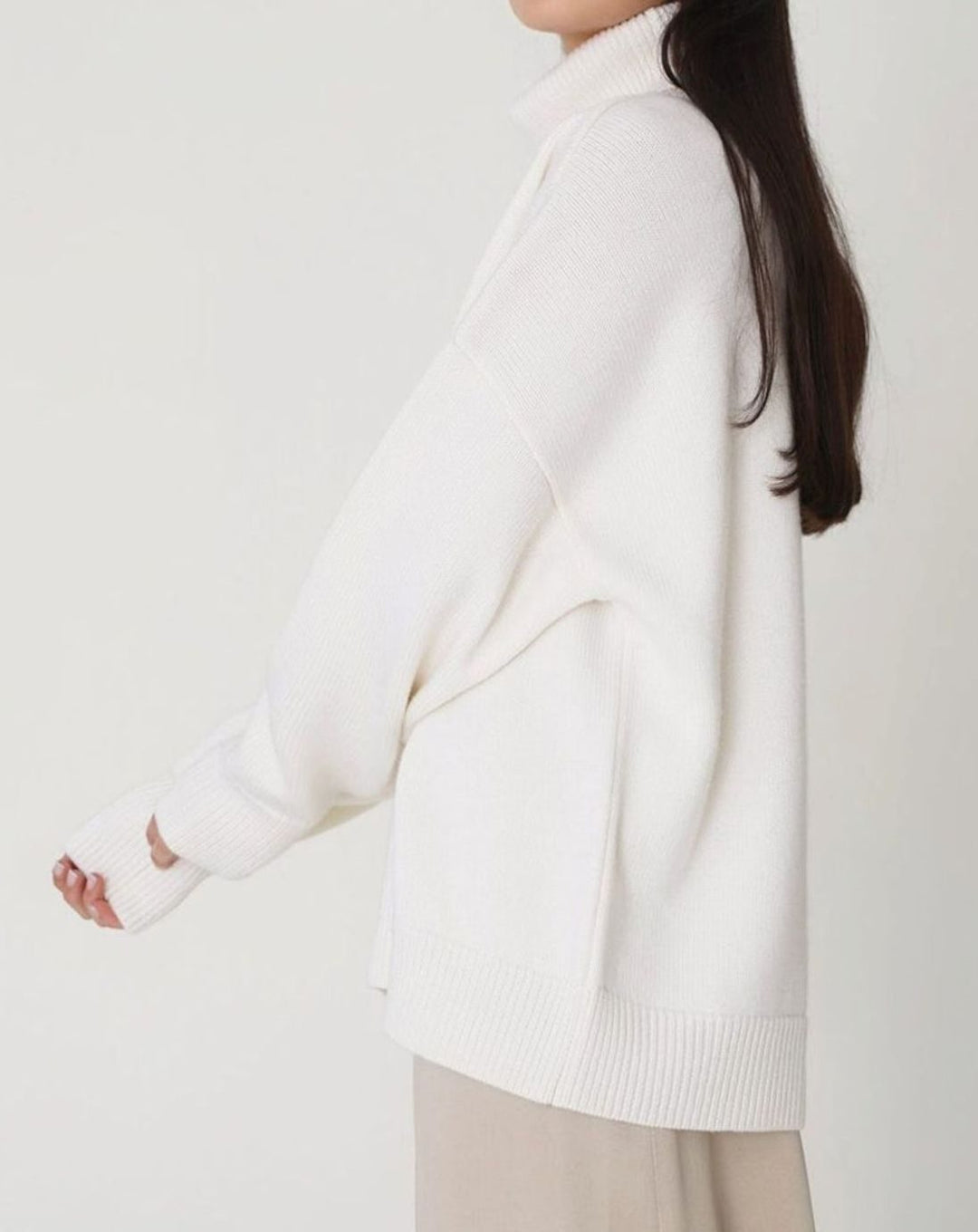 Ava | Women's Cardigan Oversized Turtleneck Ribbed Knit Pullover Sweater