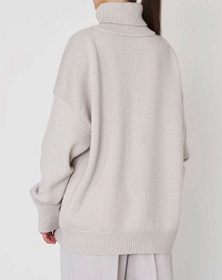 Ava | Women's Cardigan Oversized Turtleneck Ribbed Knit Pullover Sweater